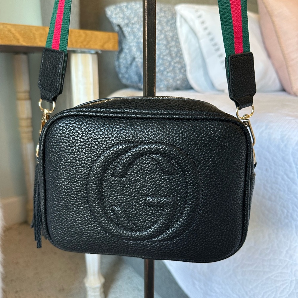 Black Pebbled Leather Crossbody Bag